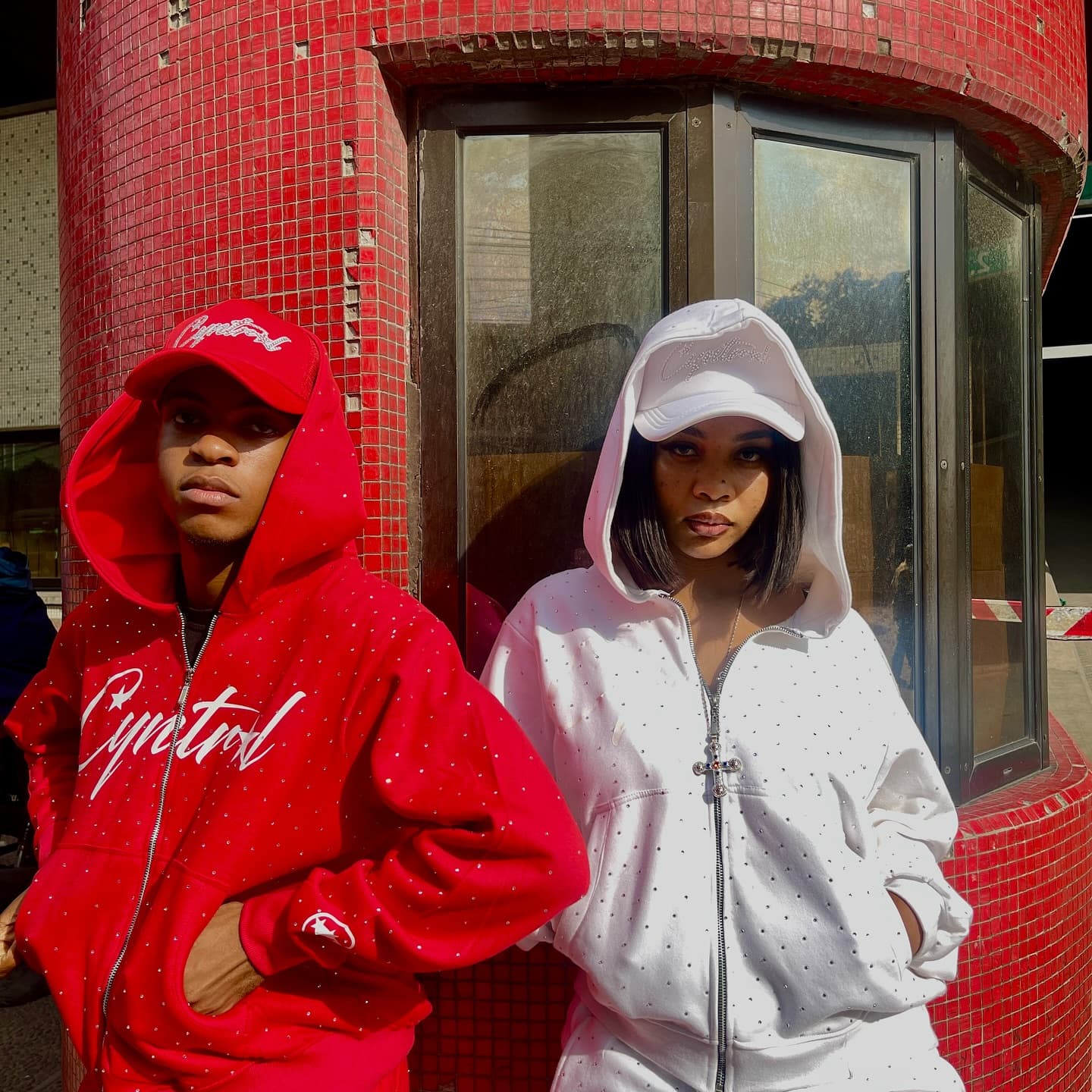 Red and white hoodie pair by kiosk